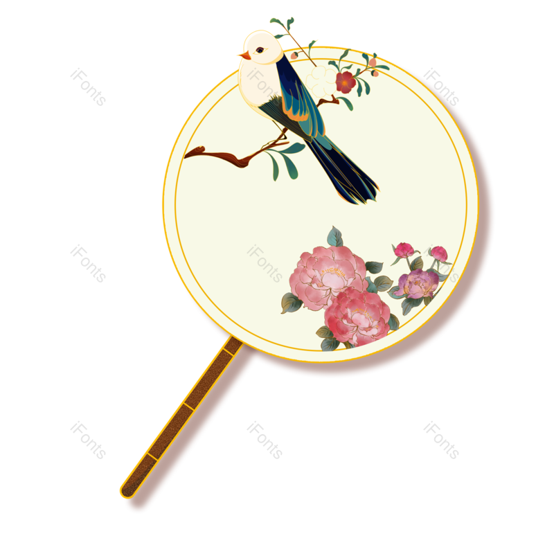 装饰图片,中国风元素,牡丹PNG,扇子免抠素材